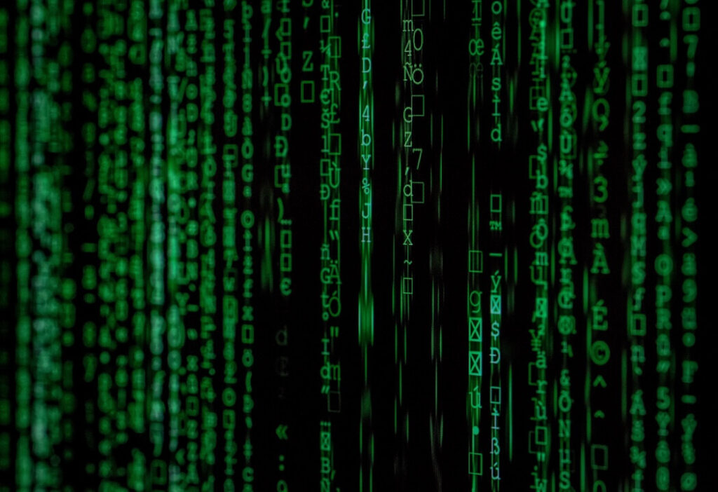 Matrix-style green vertical text
